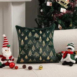CANIRICA Cushion Cover Plush 45x45cm Green Christmas Supplies Pillow Cover for Living Room Sofa Home Decoration Party Pillowcase