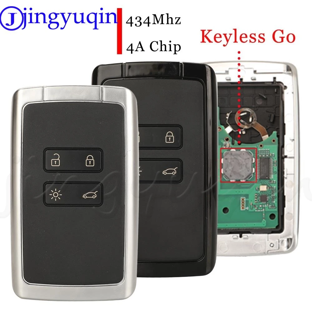 jingyuqin 4Buttons Keyless Go Car Remote Key 434mhz Hitag AES 4A pcf7953M For Renault Megane 4 Talisman Kadjar Espace 5