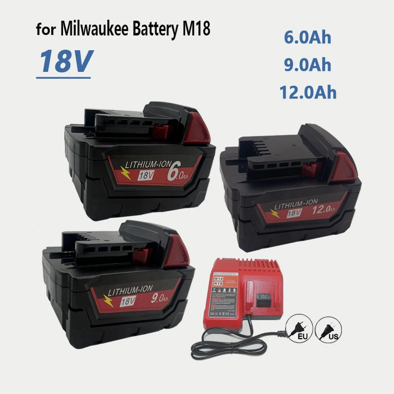

6.0Ah/9.0Ah/12.0Ah For Milwaukee M18 18V Replacement For Milwaukee M18B5 XC Li-ion battery 48-11-1815 2604-20 48-11-1850