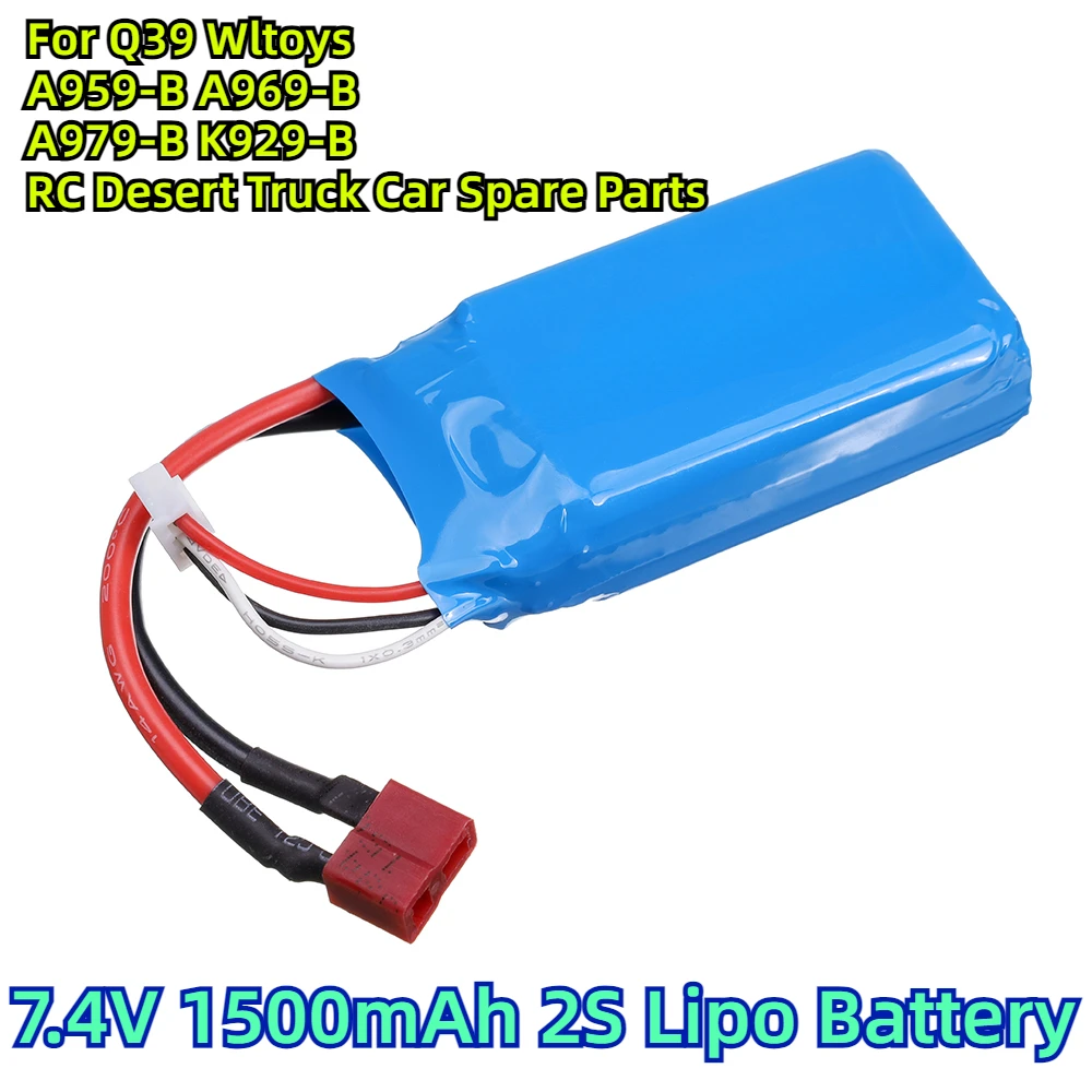 

For Q39 Wltoys A959-B A969-B A979-B K929-B RC Desert Truck Car Spare Parts 7.4V 1500mAh 2S Lipo Battery