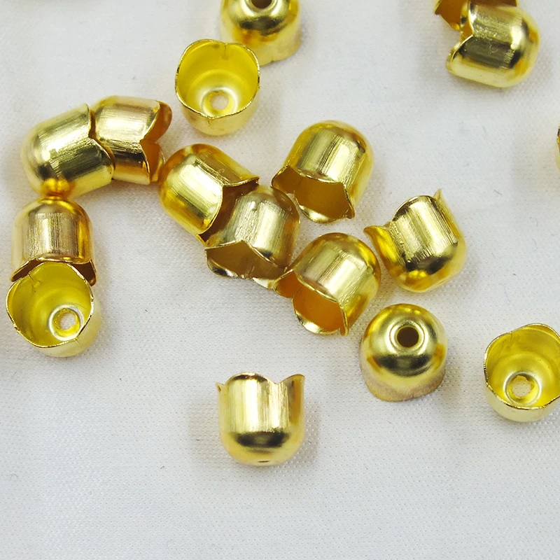 Hot fashion 1000pcs  gold plated findings jewelry bead making crimp beads cord tip cord cap end cap