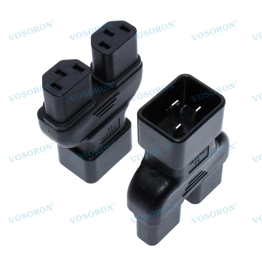 IEC 320 C20 to Dual C13 Adapter, IEC 320 C20 Male to 2 x C13 Female Y Splitter AC Power Adapter