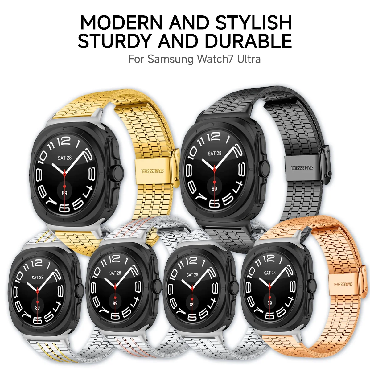 Cinturino in metallo in acciaio inossidabile per Samsung Galaxy Watch 7 cinturino Ultra 47mm sostituisci il braccialetto Correa per Galaxy Watch