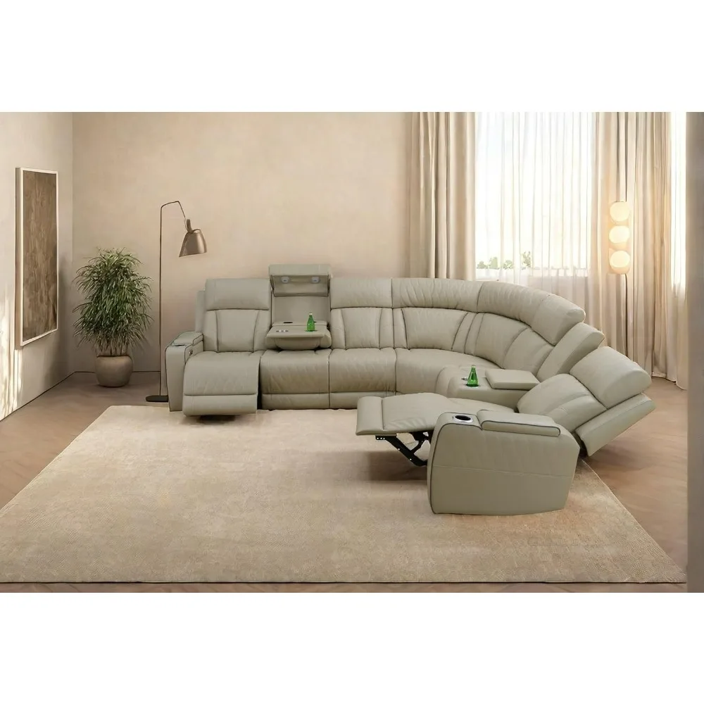 recliner.Power Recliner Sectional Couches, Modern Leather L Shaped Modular Couch with Theater Recliner Seat, Lounge Reclining