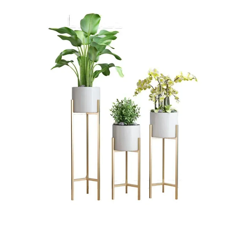 

Nordic Minimalist Iron Balcony Flower Rack Fashionable Light Luxury Gold Plant Rack Multifunctional Floor Living Room Rack