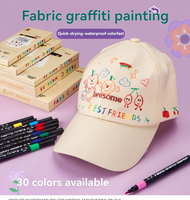 6/8/12/24/30 Colors Fabric Marker Pens Waterproof Colored Markers Pen For Artist Rock Painting Glass Ceramic Fabric DIY Card Pen