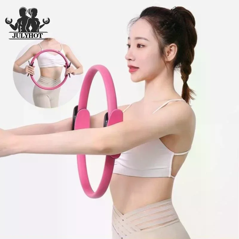 1Pcs Eco-Friendly Lightweight Fitness Circle Shaping Fiberglass Pilates Ring Durable Non-Slip Grip Yoga Ring Exercise Equipment
