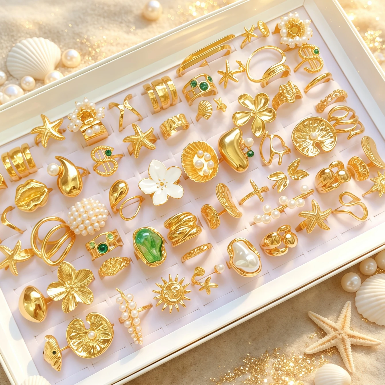 10/15/20/30/50/100Pieces Fashion Flowers Geometry Irregular Open Rings Set For Women Mix Style Trendy Daily Jewelry Party Gifts