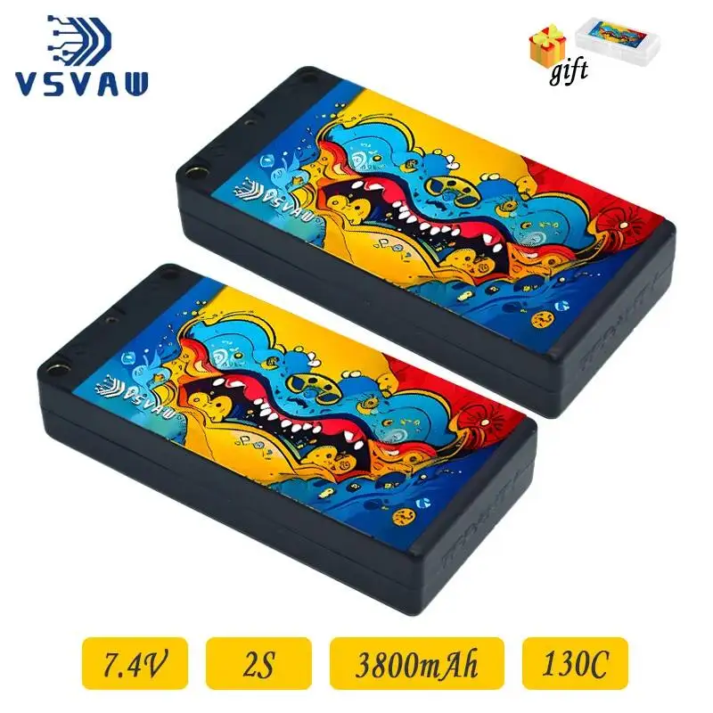 VSVAW 2S 7.4V 3800mAh Lipo Battery 130C/260C with 5mm bullet T/XT60 plug remote control car climbing car model RC battery