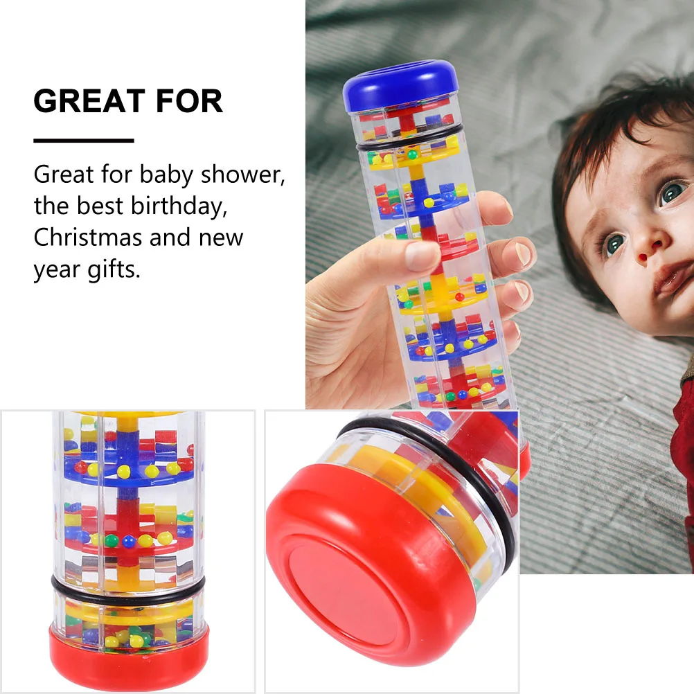 2Pcs Rain Sound Rattle Baby Early Music Learning Infant Grasping Instrument Handshake Rainmaker Tube Shaker Preschool