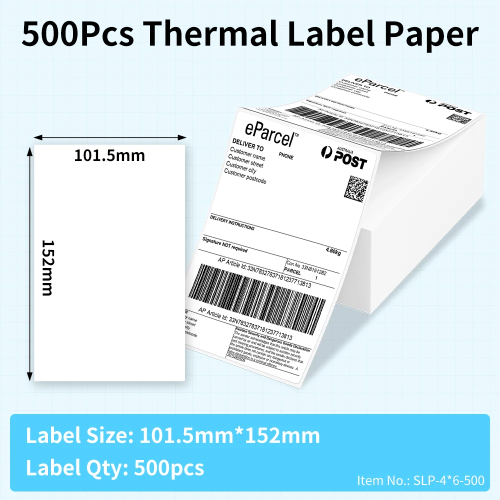 

Shipping Labels Packs of 500 4X6 Per Fan-Fold Label Compatible with 241BT, 2410BT, 2411BT, D520BT, B246D Label Printer