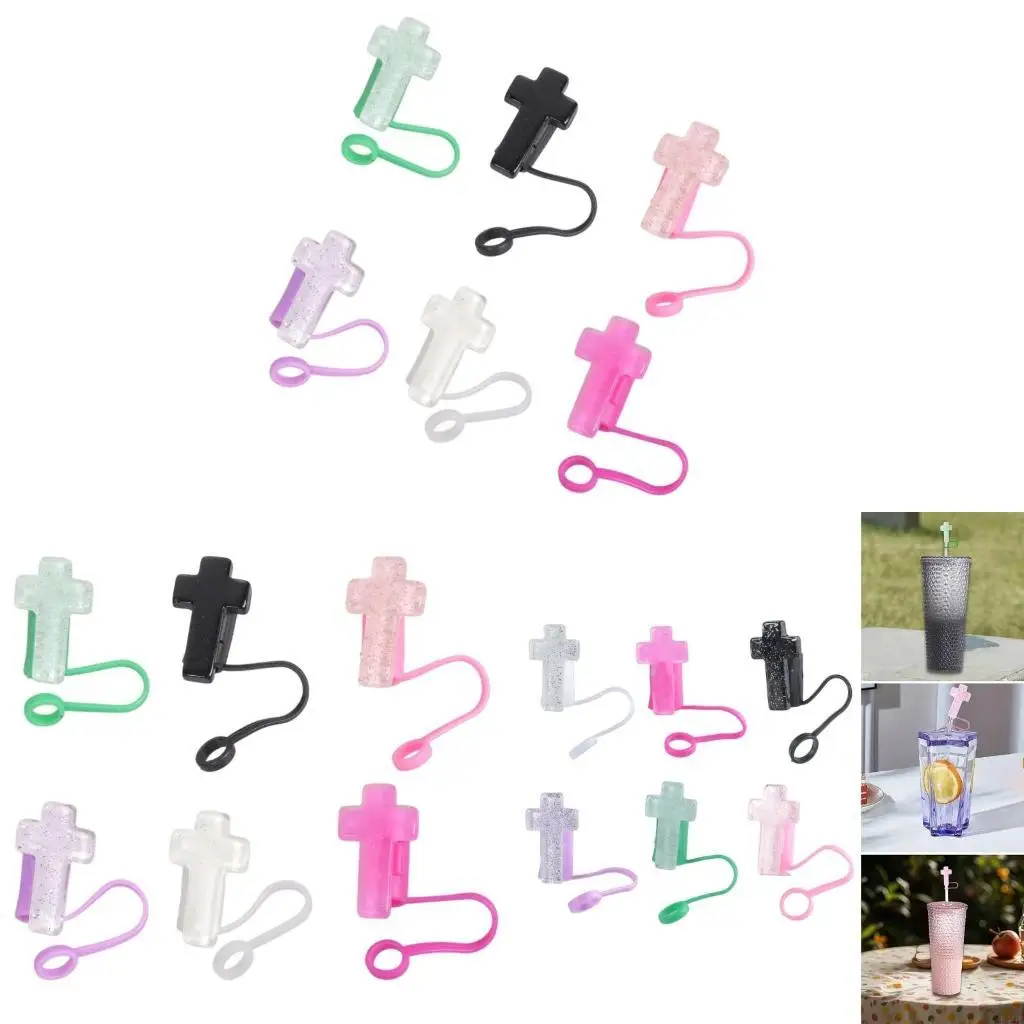 F19B 6Pieces Flexible Resin Straw Plug Religious Straw Tip Lid Straw Accessories Straw Lid Suitable for Travel Sports