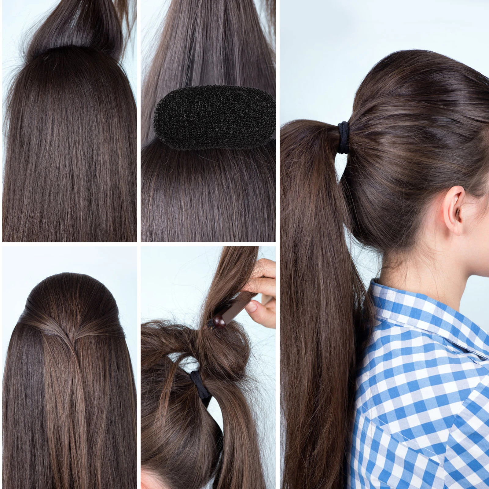 

6pcs Heightening Hairpins Bump Clips Volume Styling Accessories Black Brown Beige Each 2 Practical Tools Create Chic Hairstyles