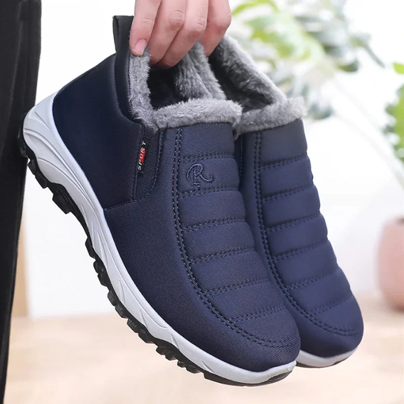 Men Boots Waterproof Winter Lightweight Snow Boots Thick Warm Fur Men Shoes Plus Size Unisex Ankle Boots Slip On Casual Shoes