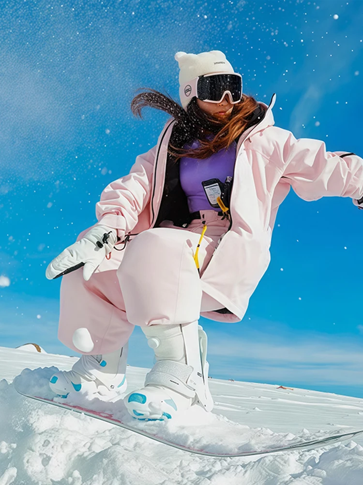 Conjunto de traje de nieve rosa ex, resistente al viento, impermeable, ropa profesional para Snowboard, plones, chaqu...