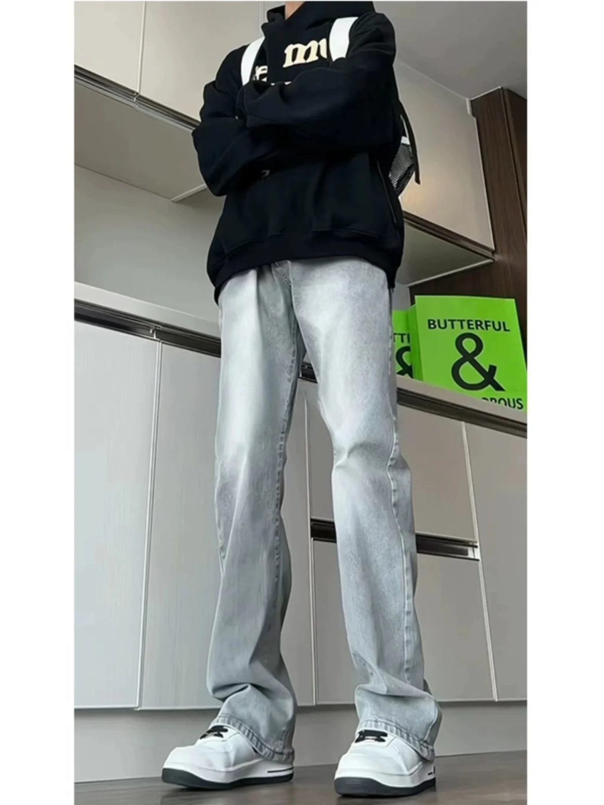 

Мужские джинсы Slim Straight с поясом, цвет цемент, для подростков, высоких, американского кроя, узкие, длинные брюки, повседневные, весенние