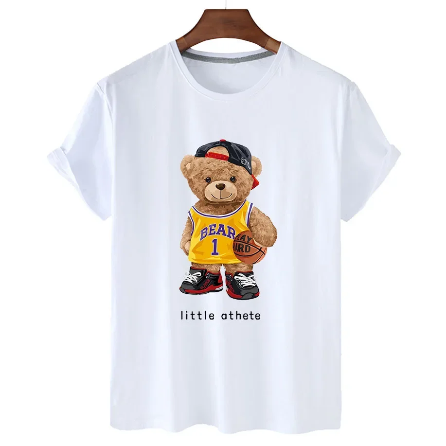 Men's and Women's Short-sleeved T-shirt T-shirt Fashion Basketball Player Bear Print Oversized T Shirt  Graphic T Shirts Tops