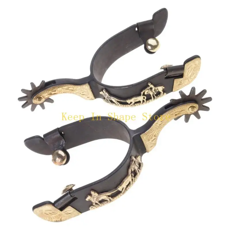 U1JC اليد منحوتة الحصان حفز استبدال الفولاذ الطري كاوبوي الغربية حفز رجل الحبال حفز معدات المنافسة سهلة الاستخدام #4