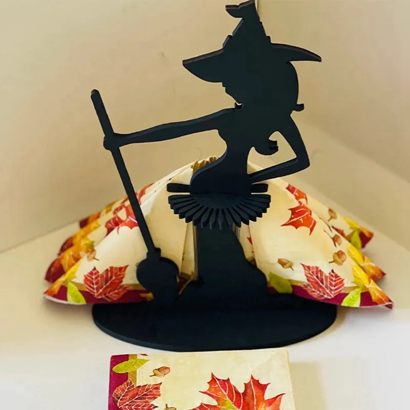 Halloween Witch Tabletop Server With Harlequin Tablecloth Halloween Cupcake Witch Display Stand Home Decoration Easy To Use