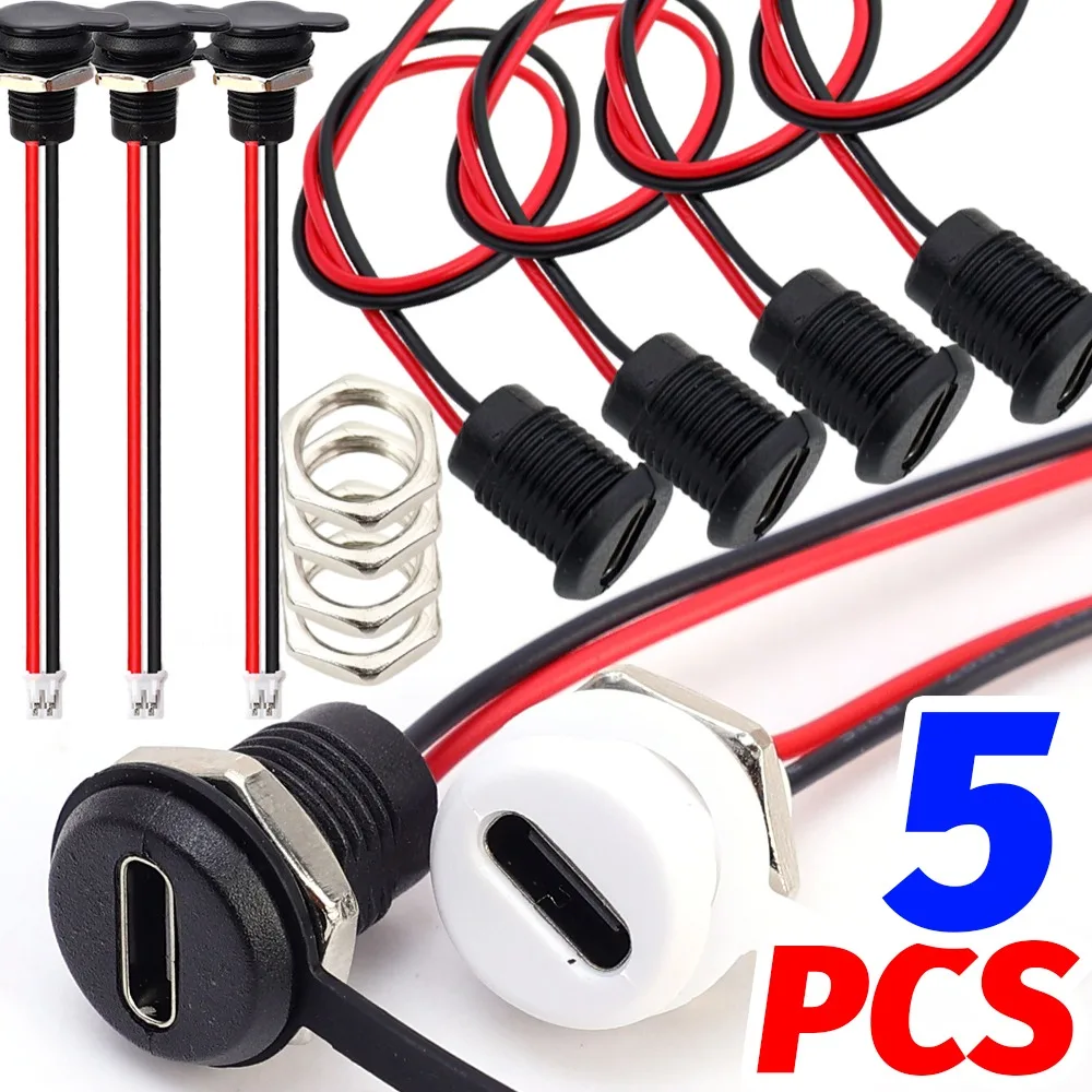 Type C Waterproof Female Socket 3A/ 5V Thread Buckle Lock Charger Cable Wire Car Smart Device Fast Charging Connector Adapter