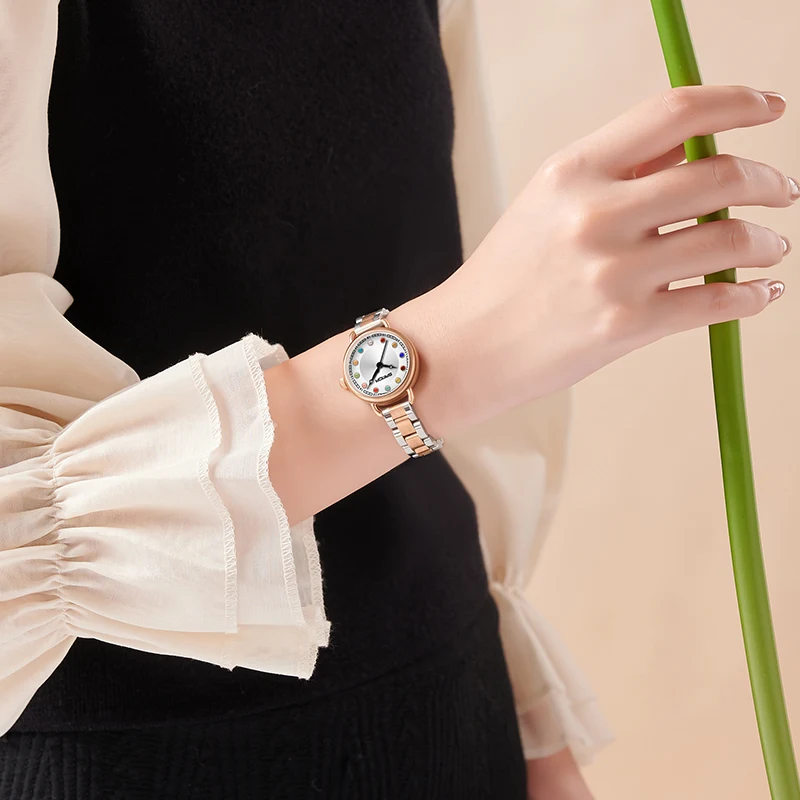 Женские часы в стиле ретро с золотым маленьким циферблатом, модные водонепроницаемые часы с бриллиантами для женщин и девочек, дорожные женские кварцевые наручные часы Reloj