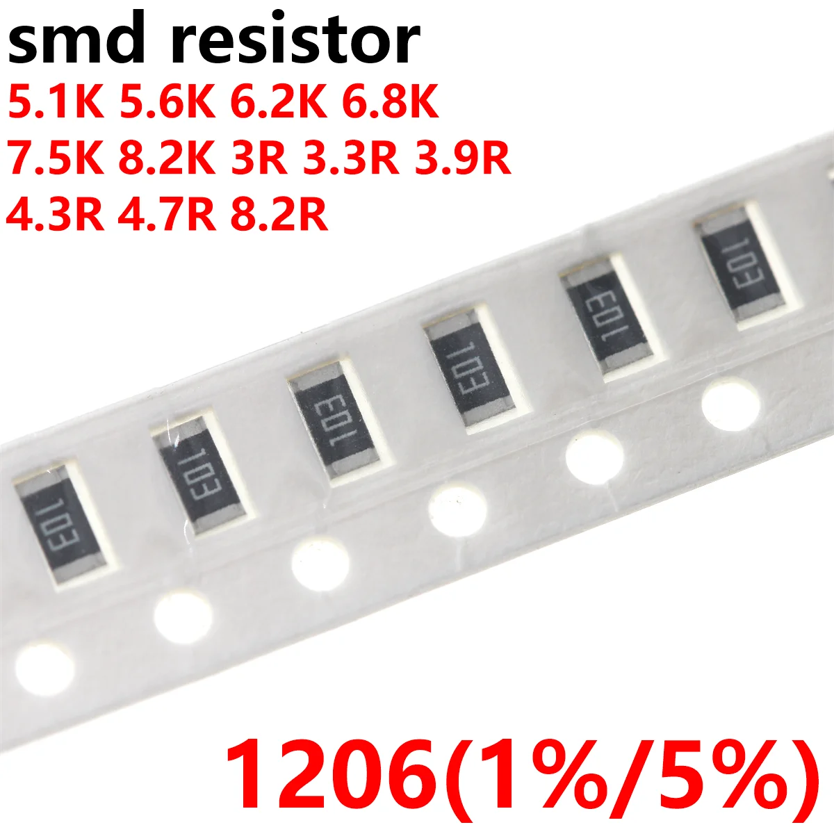 100PCS 1206 1% 1R 10R 4.7R 22R 30R 1k 2k 68R 100R 220R 200R 68K 330K 680R 2.2k 3.3k 22k 33k 47k 680k 1K 10K 4.7K K 470K -1M