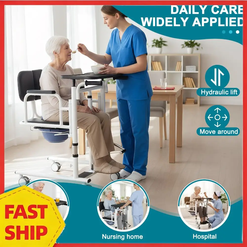 Bed To Toilet Transfer Lifting Chair with Chamber Pot Patient Lifts Sits On Toilet Chair Anti-Slip for Senior Adults Handicapped