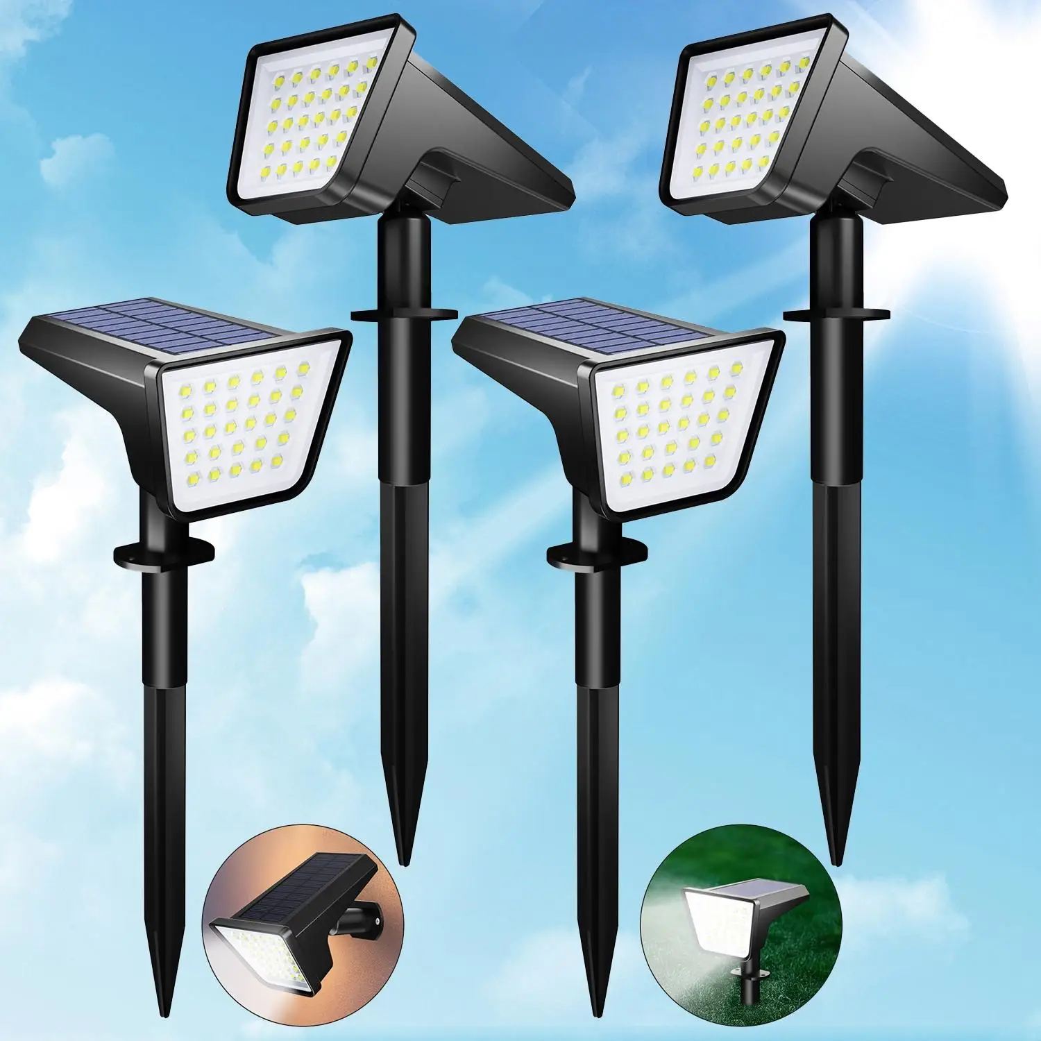 

4pcs Outdoor Solar Path Lights, Waterproof Solar Garden Spotlights for Yard Terrace Landscape Decoration