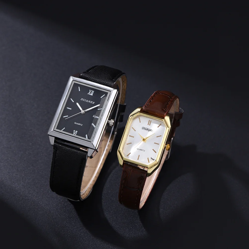 2pcs/set Couple's Watch Set, PU Leather Strap Roman Numerals Design Quartz Movement Fashion Watch | Formal Dress Up | Gifts