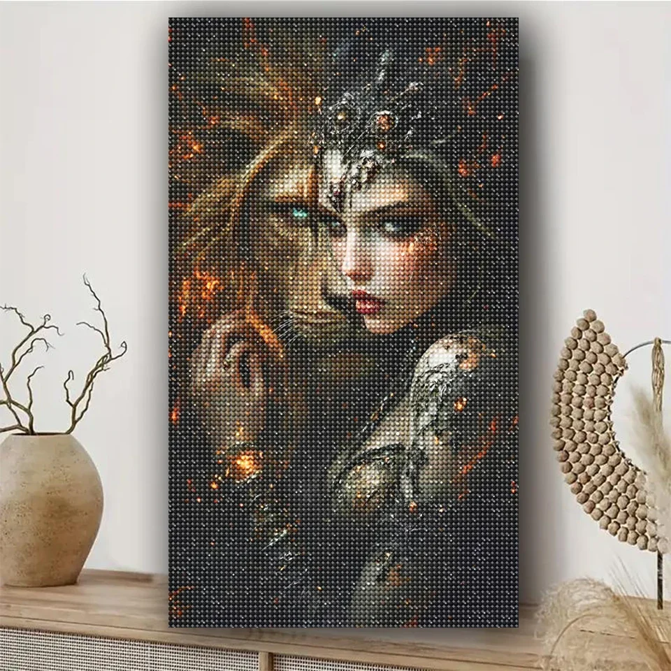 Gothic Lion Wolf Dragon Bear And Queen Woman Large Diy Diamond Painting Kits 5D Full Drill Square Round Diamond Mosaic Crafts