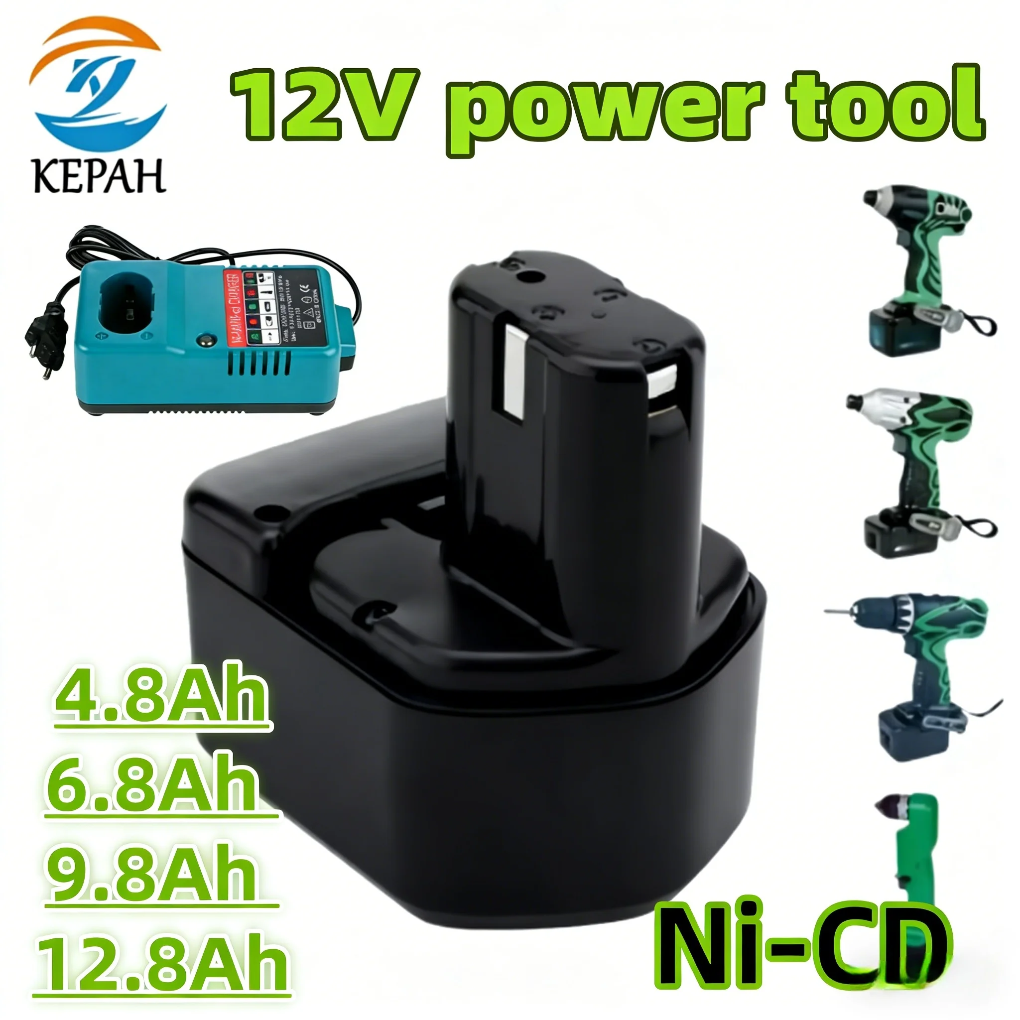 Universal 12V Rechargeable Battery｜4800 - 12800mAh Compatible with Hitachi EB1212S/WR12DMR + Charger