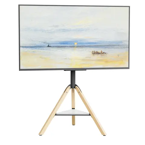 UNHO Design Corner TV Stand for 40 -75 Inch LED Screens with Sintered Stone Shelving Tripod Easel Modern TV Floor Mount