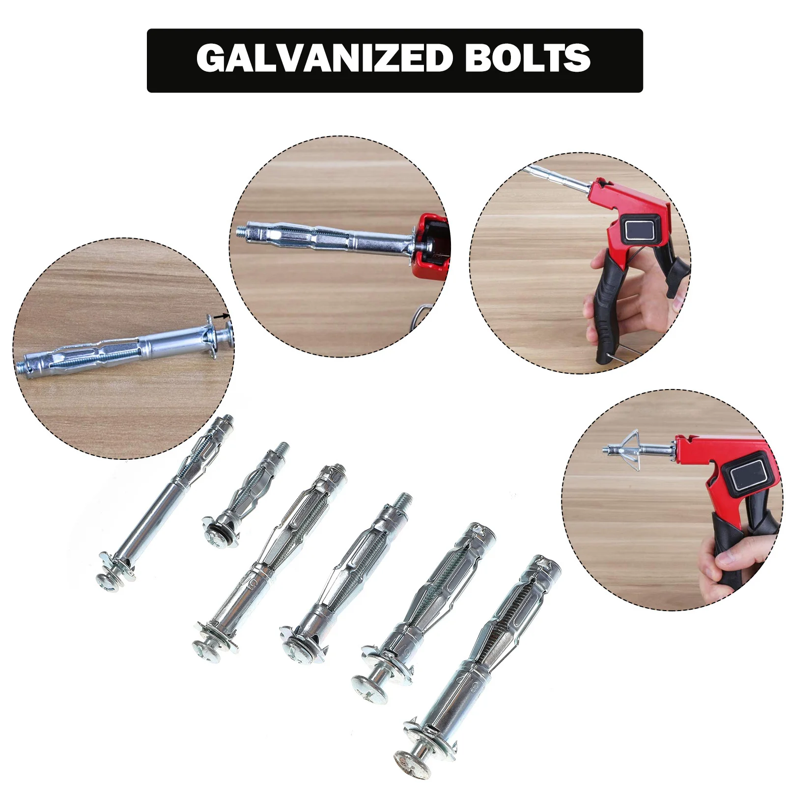 

42Pcs Hollow Door Anchors Rust Resistant Jack Nuts Kit for Drywall Fiber Cement Board Screw Fasteners Wall Fixing Hollow