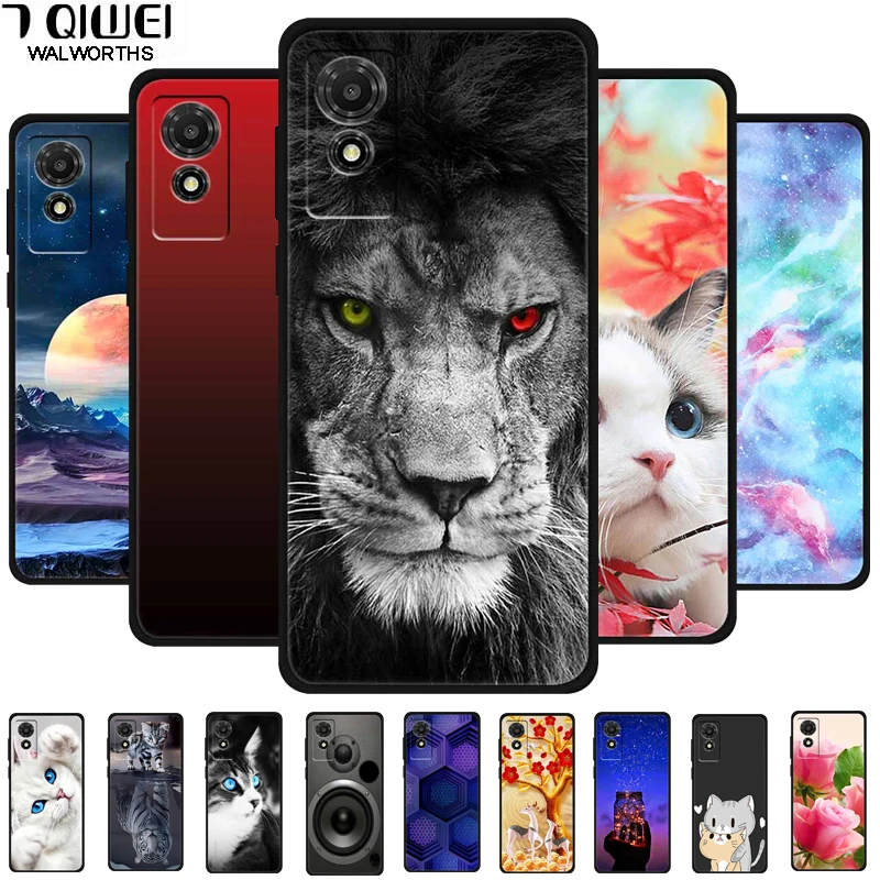 Funda para TCL 501 2024 Funda blanda de silicona contraportada para TCL T433D carcasa protectora Coque para TCL 501 Funda de dibujos animados de animales TCL501
