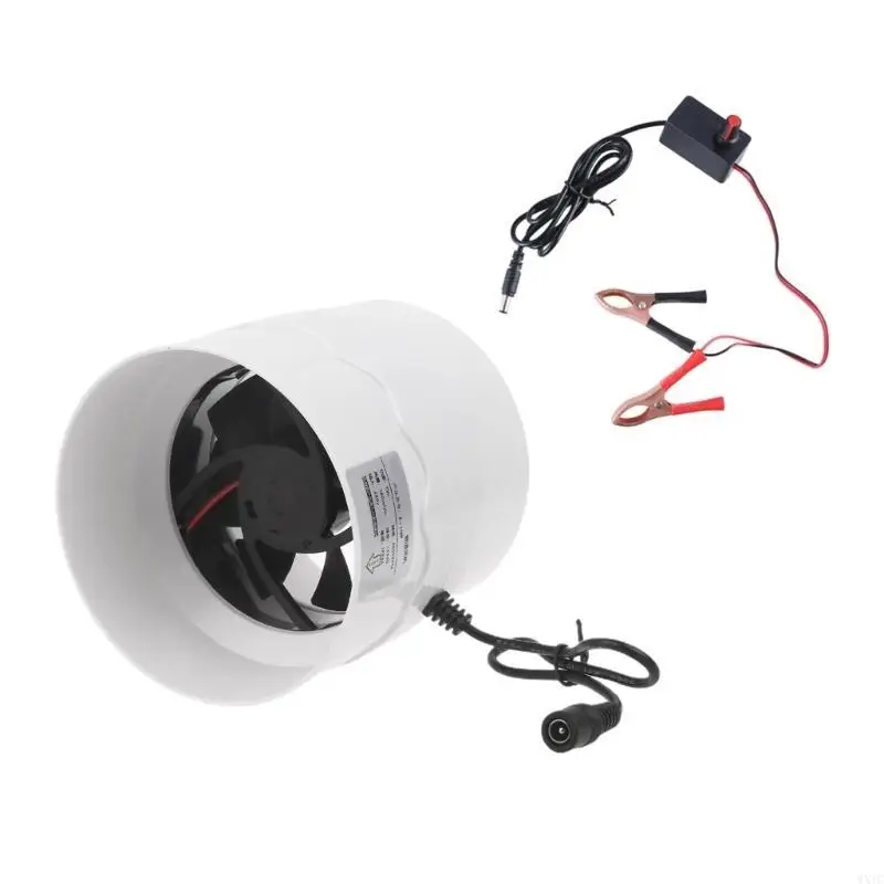 WXTC سهلة التركيب عالية السرعة 4000 دورة في الدقيقة 110 مم مروحة الأنابيب مع كابل 130 سم وموصلات مشبك مزدوج لتدوير الهواء الفعال