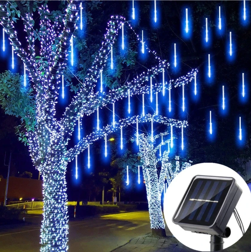 30/50CM Solar Meteor Shower Rain 8 Tubes LED String Lights Waterproof Christmas Solar Street Light Outdoor Garden Tree Decor