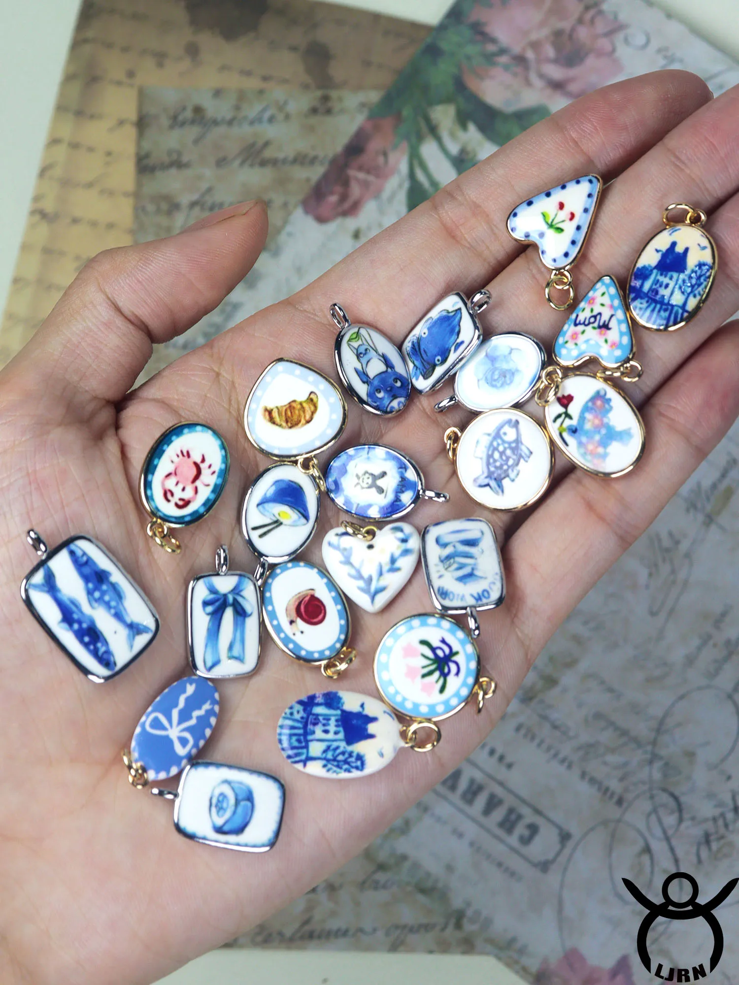 2025 New Stainless Steel DIY Accessories Enamel Blue Fish Bow Totoro Necklace Jewelry Making Pendant Accessories