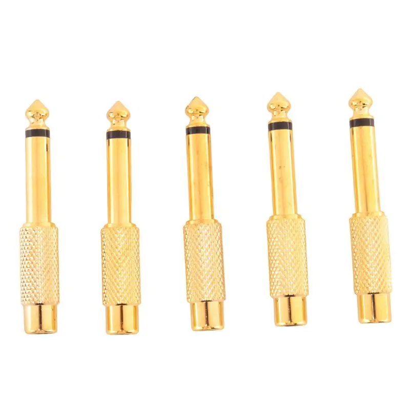 ABUO 5x 6.35mm 1/4 inch Male Mono Plug to RCA Female Audio Adapter Connector for Sound Mixer