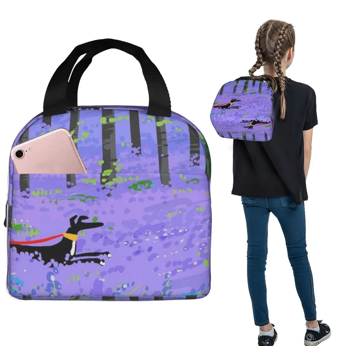Greyhound Whippet Dog Insulated Lunch Bag for Women Kids Leakproof Food Boxes Thermal Lunch Box Tote