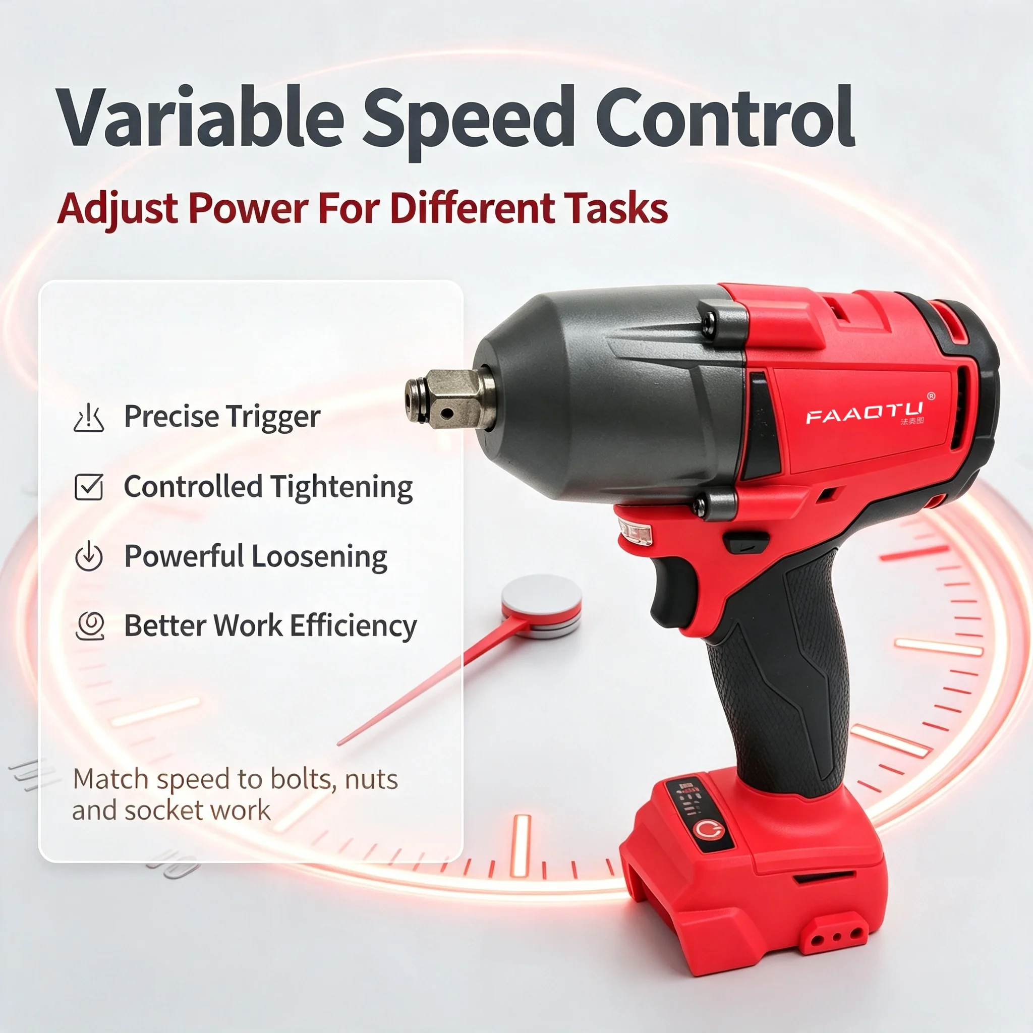 FAAOTU Cordless Brushless  Impact Wrench Same Feature Appearance As MWQ Heavy Duty Wrench Suitable for MWQ 18vbattery NO battery