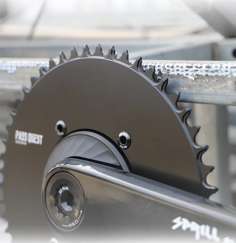 Pass quest x110 bcd (4-bolt aero) rundes schwarzes schmales breites Kettenblatt – Detail 10