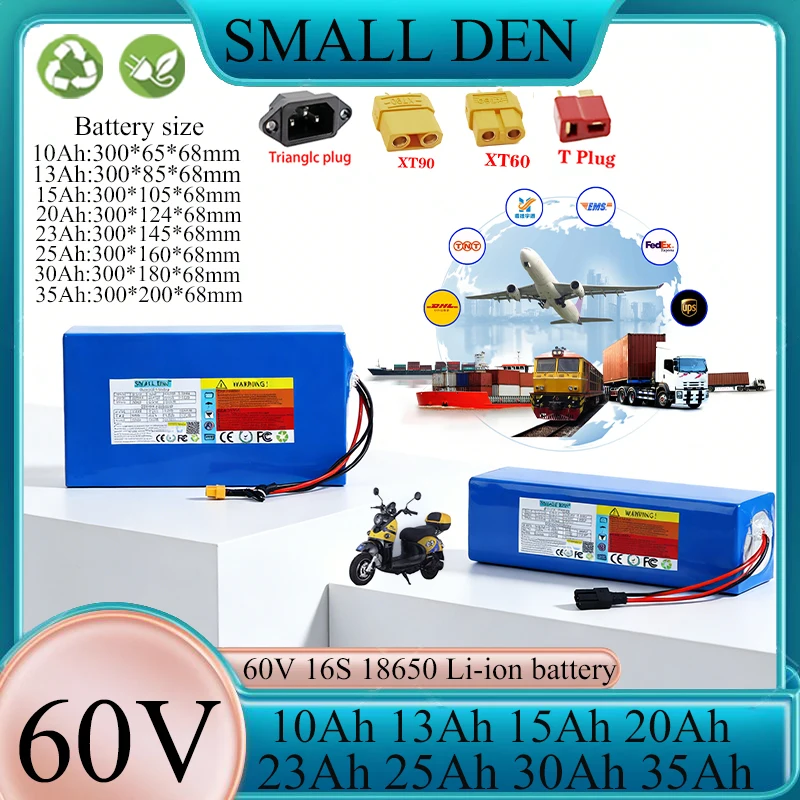 60V 10Ah 13Ah 15Ah 20Ah 23Ah 25Ah 30Ah 35A 18650 Lithium battery pack With BMS For 1500W High power E-motorcycle scooter cell