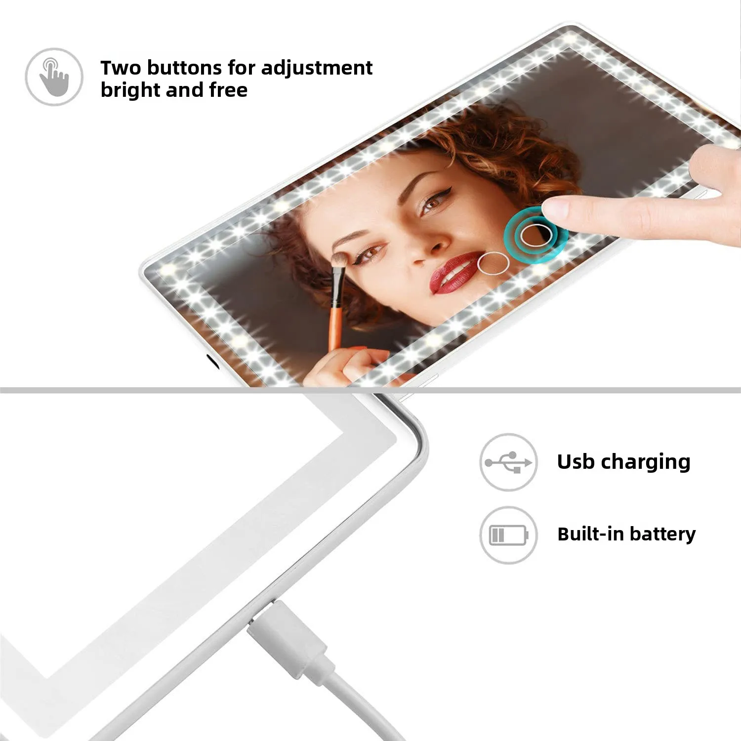 Auto-Innenspiegel, Sonnenblende, Platte, LED, HD, Make-up-Spiegel für Mädchen und Frauen, wiederaufladbares Fülllicht, universeller dünner Kosmetikspiegel