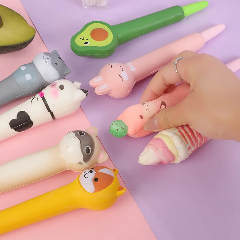 Slow Rebound Decompression Neutral Pens Cute Soft Gel Pens Kawaii Stationery Lovely Cartoon Needle Pens Office School Suppies