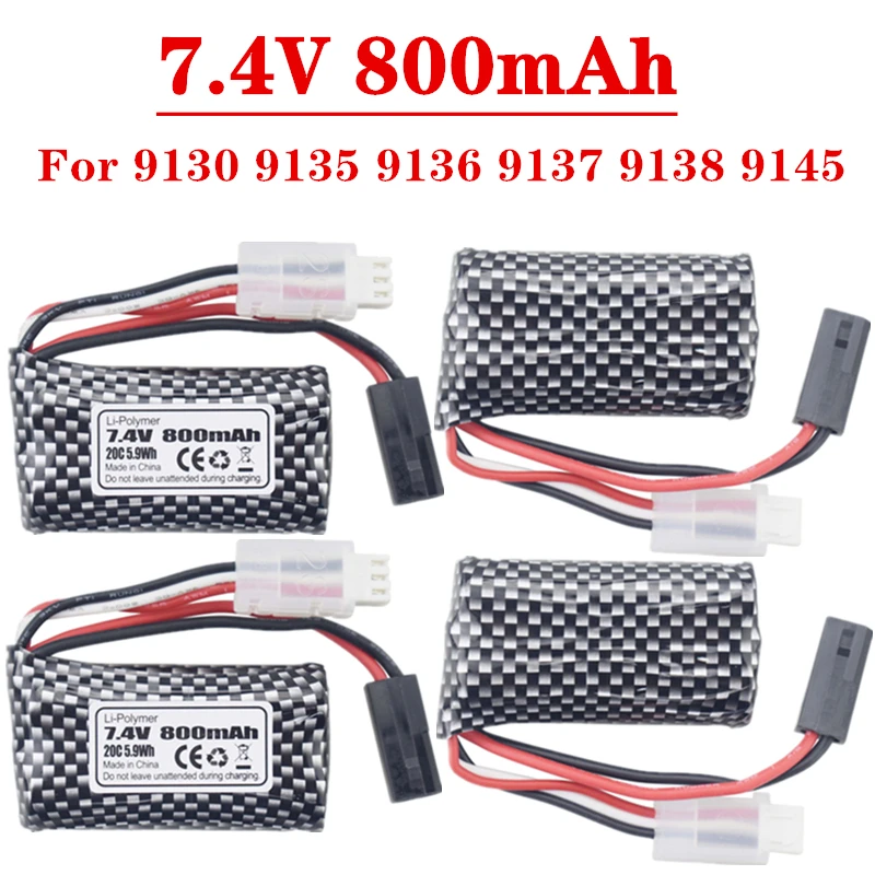 RC Car Battery 7.4V 800mAh Lipo Battery For 9130 9135 9136 9137 9138 9145 RC Toy Car High-Speed Off-Road Vehicle 7.4V Battery