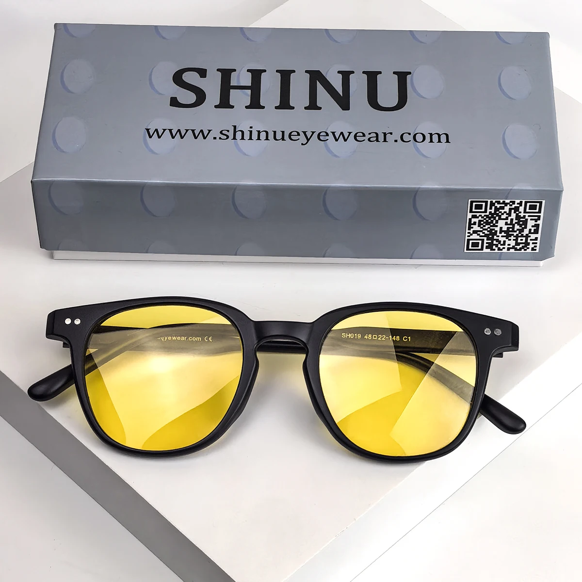 SHINU Myopia Night Vision Glasses Man Night Driving Glasses Women 80% Blocking Blue Light Lenses for Office Working TR90 Eyewear