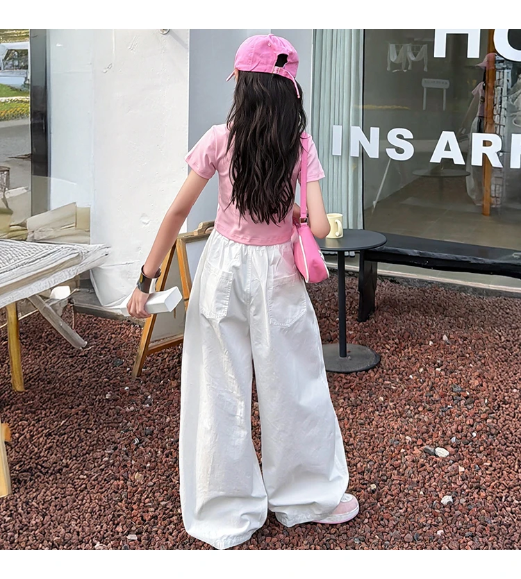 Teenager-Mädchen Mode Street-Style Y2K Kleidungsset Outfits für Mädchen Sommer T-Shirt + zerrissene Hosen Streetwear Coole Kinderkleidung Anzug – Detail 18