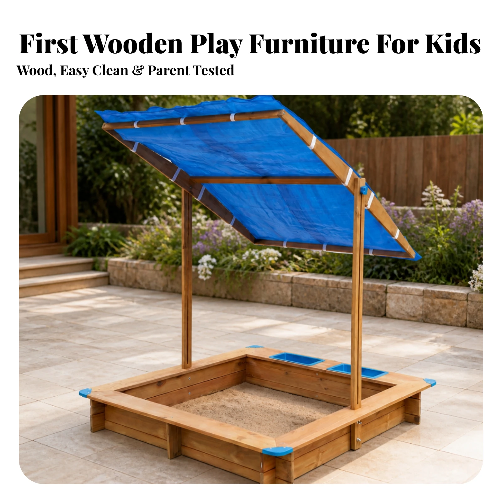 Wooden Sandbox with Canopy Protection Wooden Sandpit with Roof Sandbox with Canopy Weather-Resistant Toy Child-Friendly
