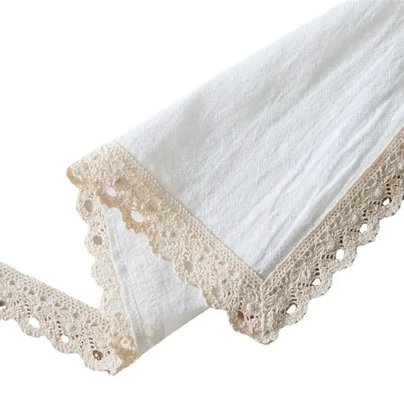Nordic Simple Solid Lace Table Cover, Washed Cotton Decorative Background Mat