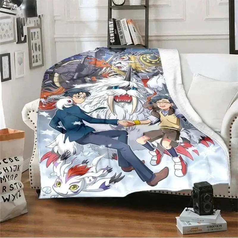 

Плед с принтом аниме Digimon, мягкий флисовый плед для дивана, кровати, кушетки, теплый гобелен с цифровыми монстрами, декор для дома, подарок